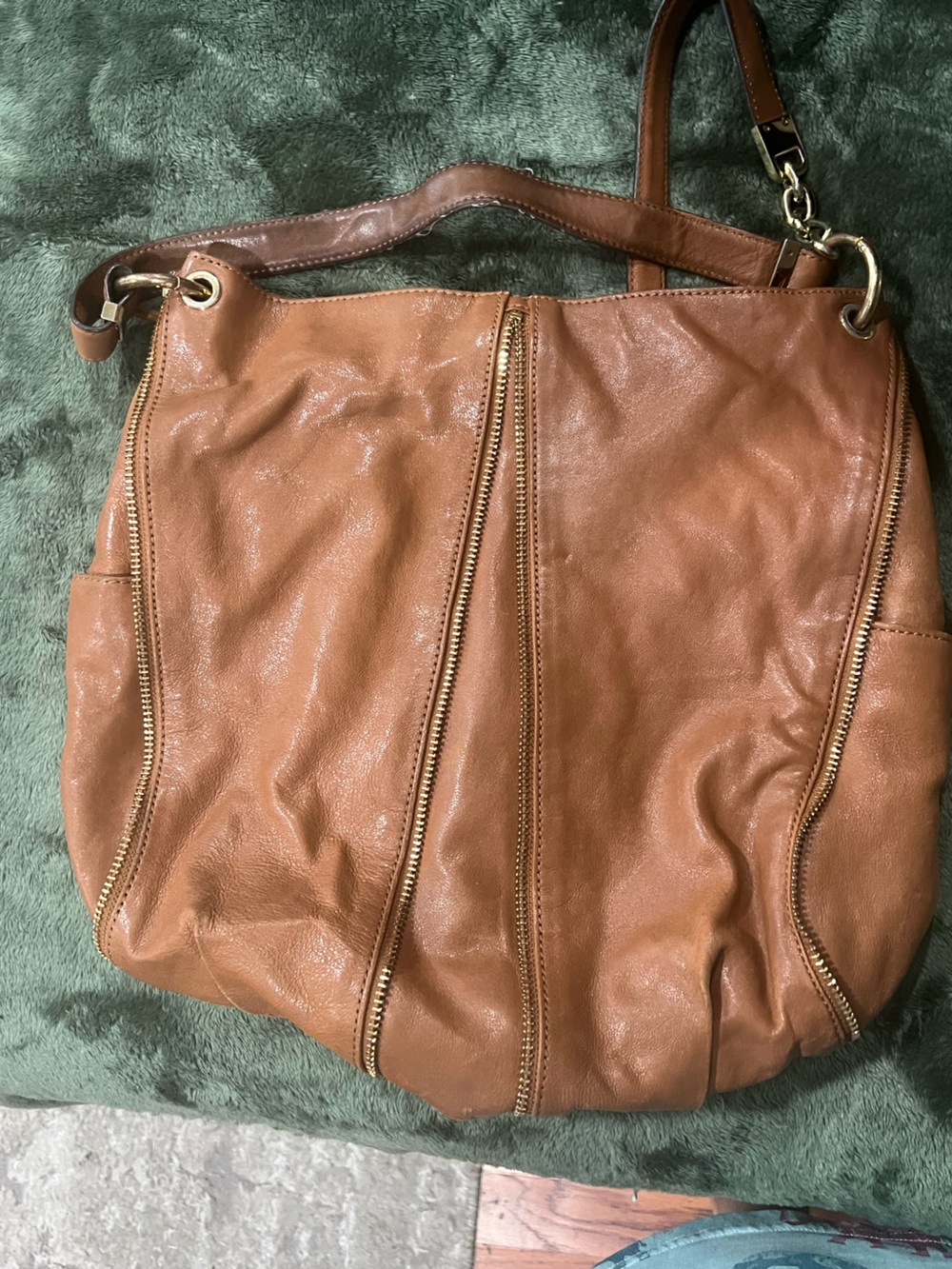 Michael Kors Cognac Leather Hobo with Gold Hardware
